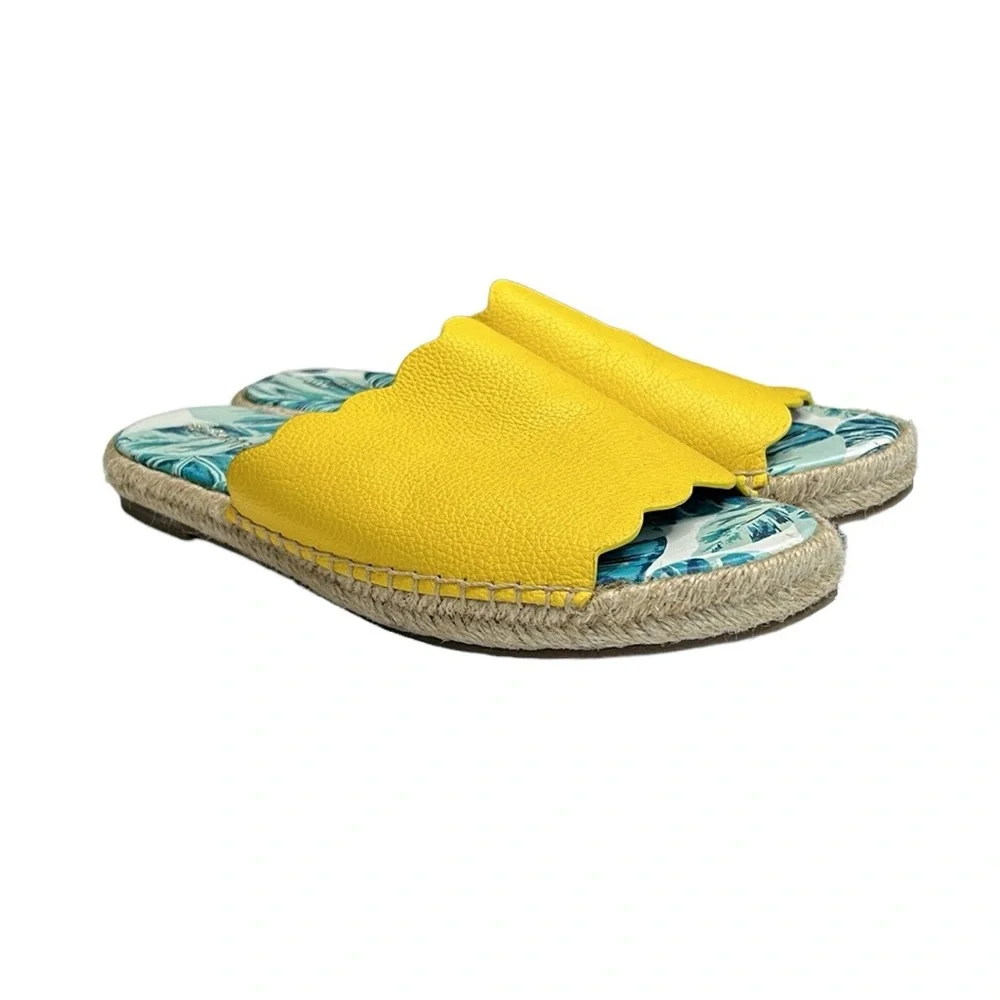 J. McLaughlin Aries Leather Scalloped Sandals‎ Yellow 9.5